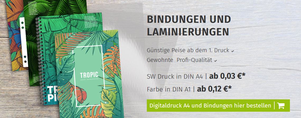 Digitaldruck A4 und Bindungen